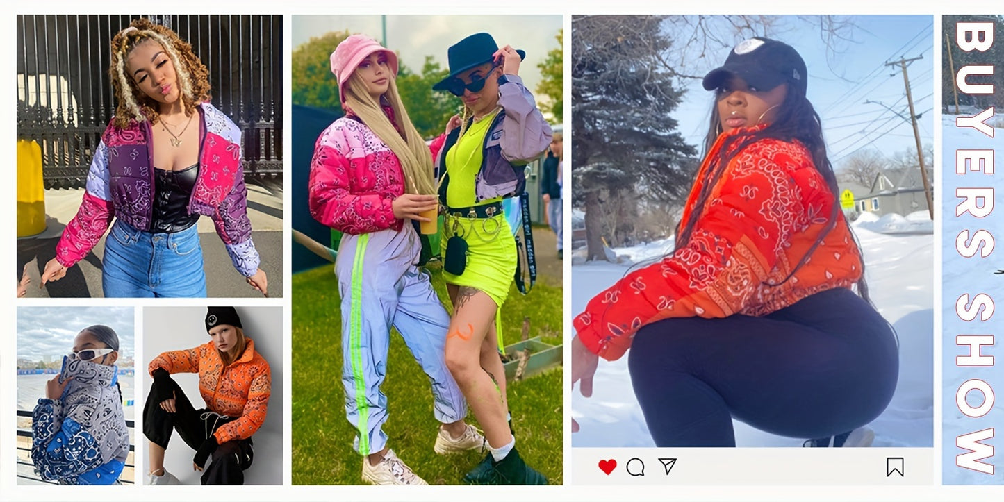 Women's Cropped Puffer Jacket Full Zip Lightweight Short Winter Coat - Water-Resistant & Windproof - For Women - Perfect for Cold Weather & Outdoor Activities - Ideal Gift for Winter Holidays
