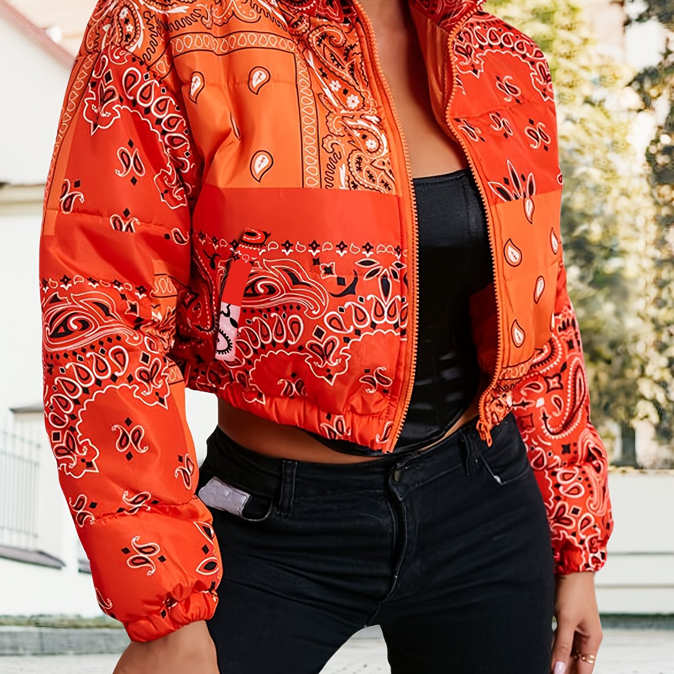 Women's Cropped Puffer Jacket Full Zip Lightweight Short Winter Coat - Water-Resistant & Windproof - For Women - Perfect for Cold Weather & Outdoor Activities - Ideal Gift for Winter Holidays