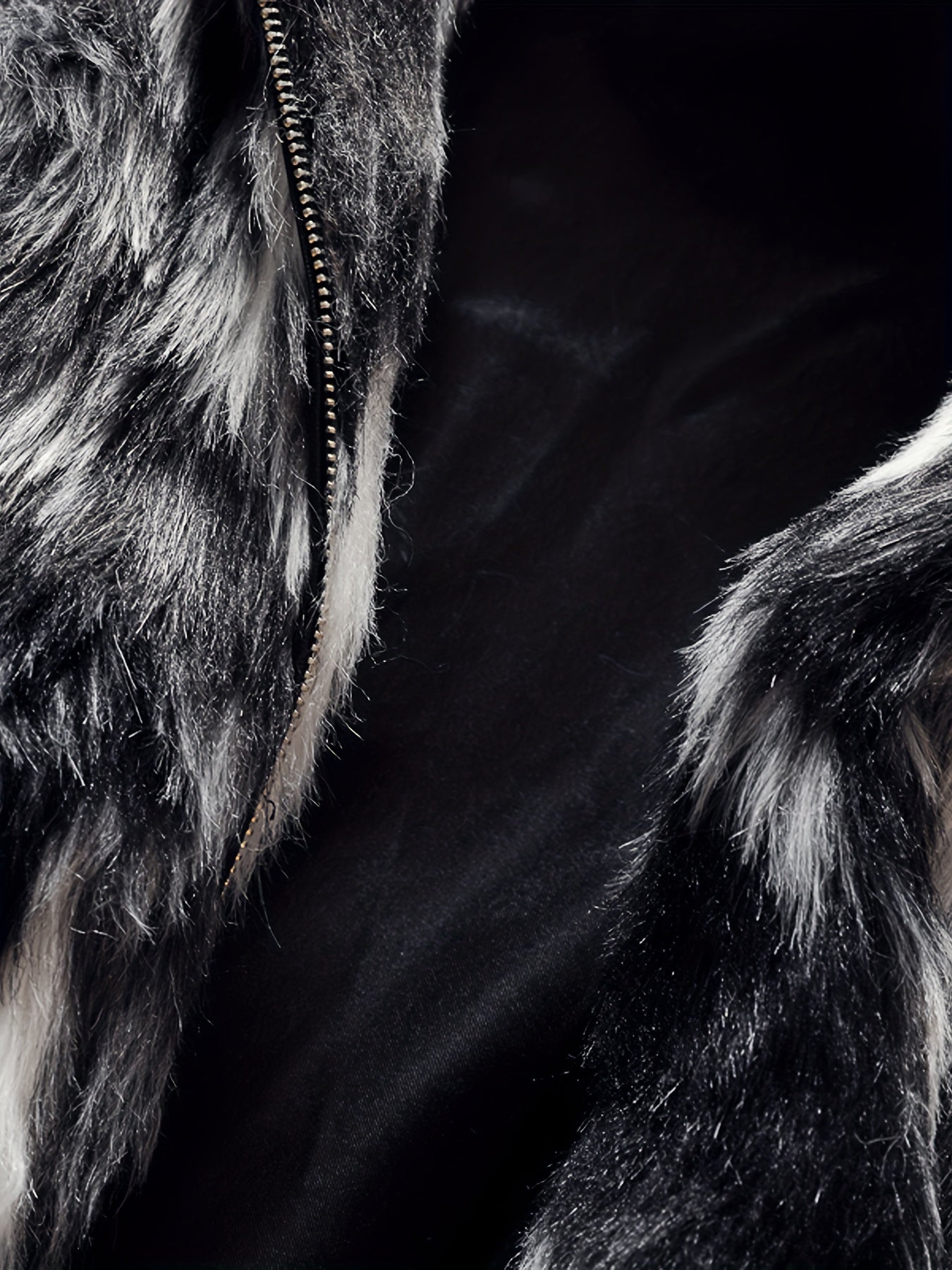 Men's Faux Fur Hooded Zip-Up Vest, Warm Winter Casual Jacket