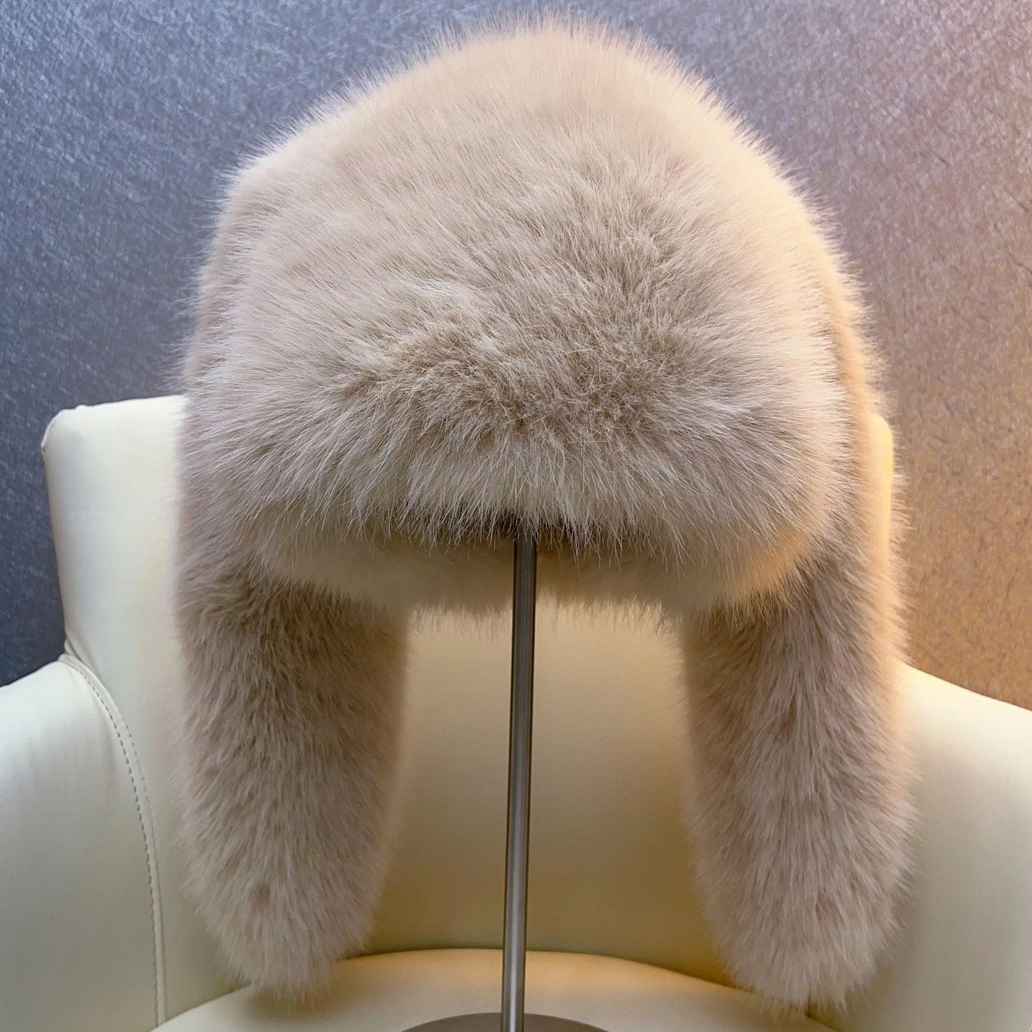 Faux Fur Long Ears Bucket Cap