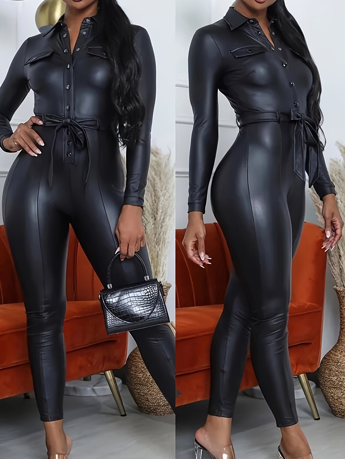 Leather pu Jumpsuit