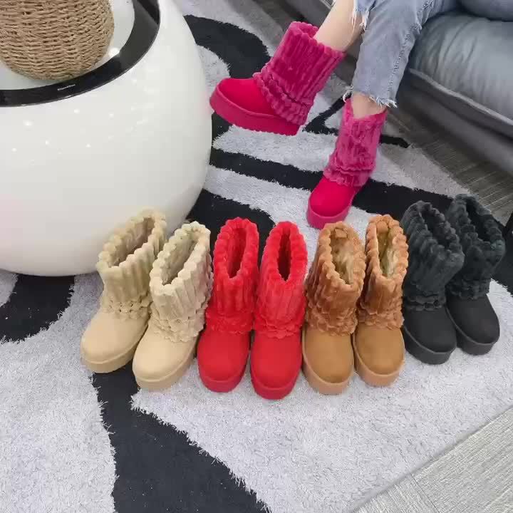 Snow Boots For Women Genuine Suede Leather