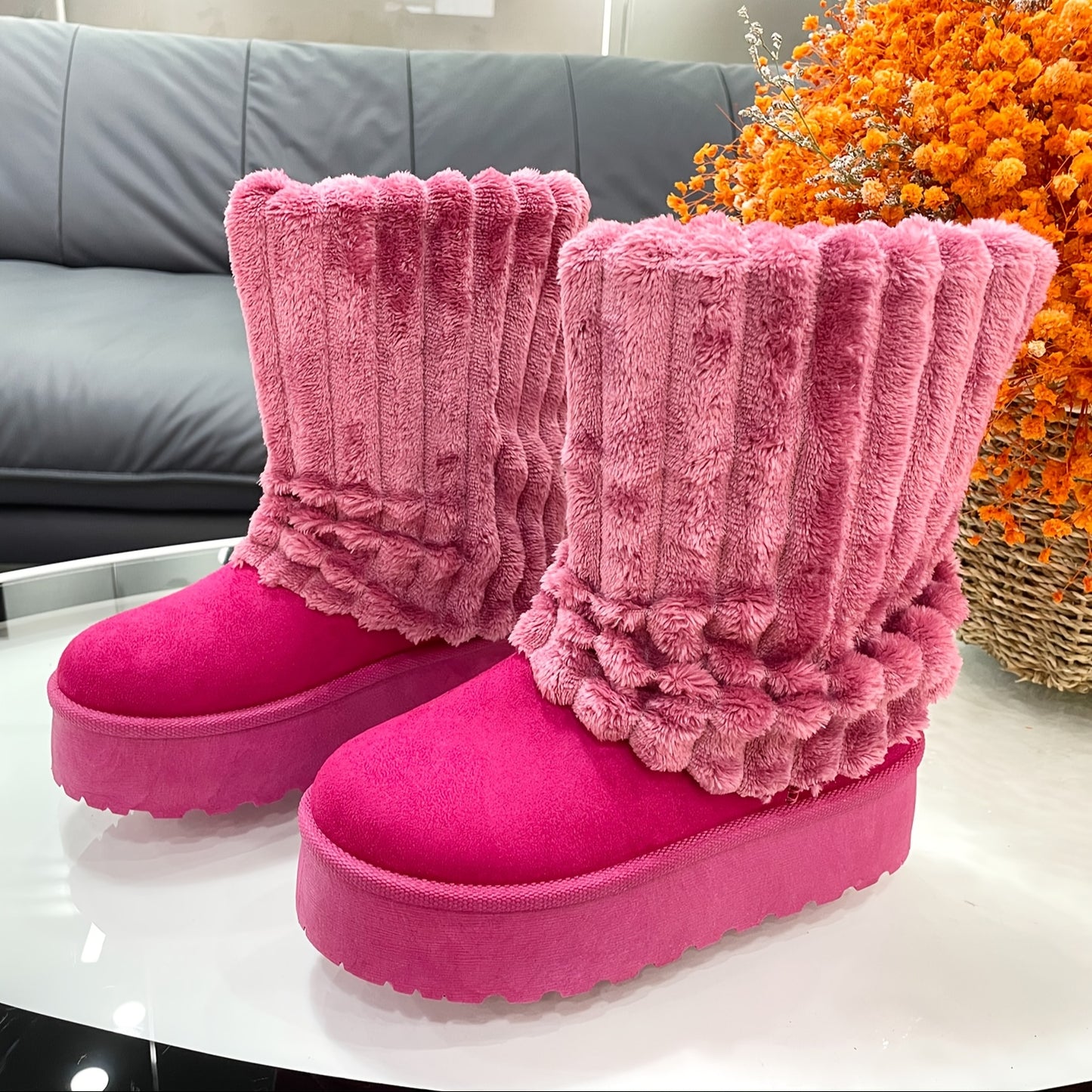 Snow Boots For Women Genuine Suede Leather