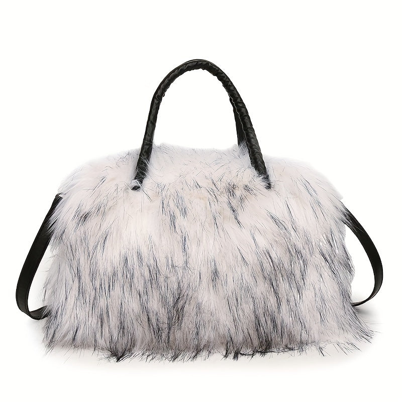 Luxurious Faux Fur Handbag - Y2K Plush Shoulder Bag