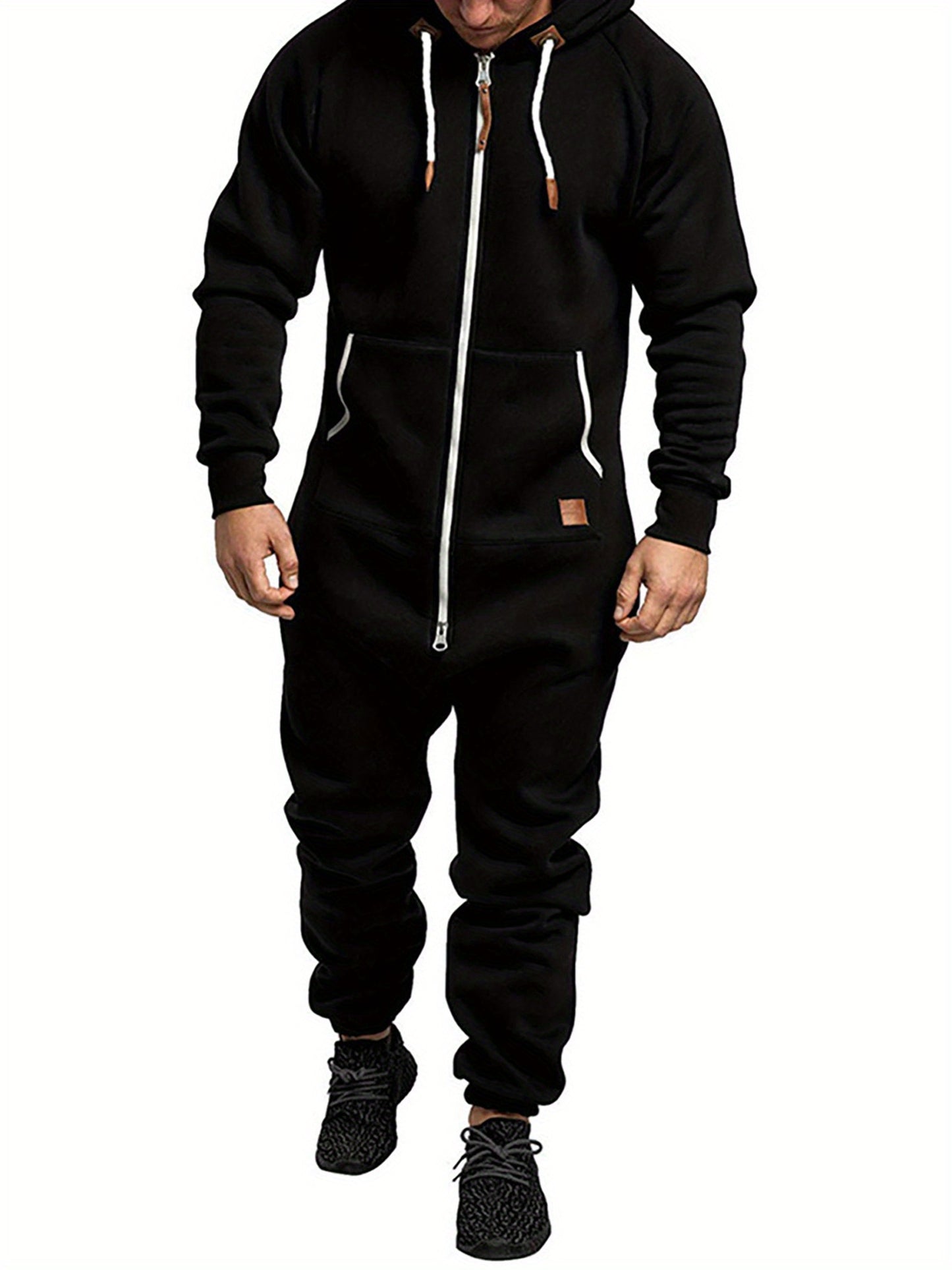 Men's Hooded Fleece Lining Jumpsuit