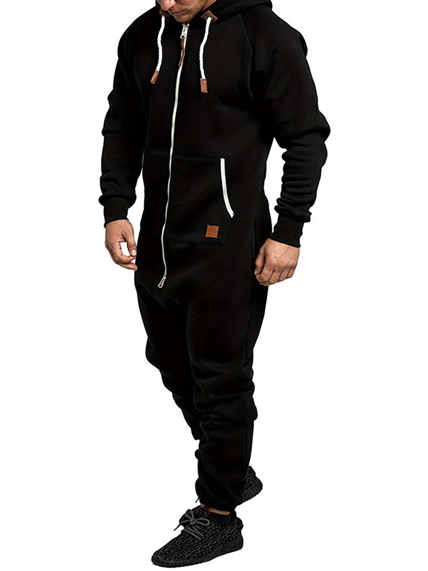 Men's Hooded Fleece Lining Jumpsuit