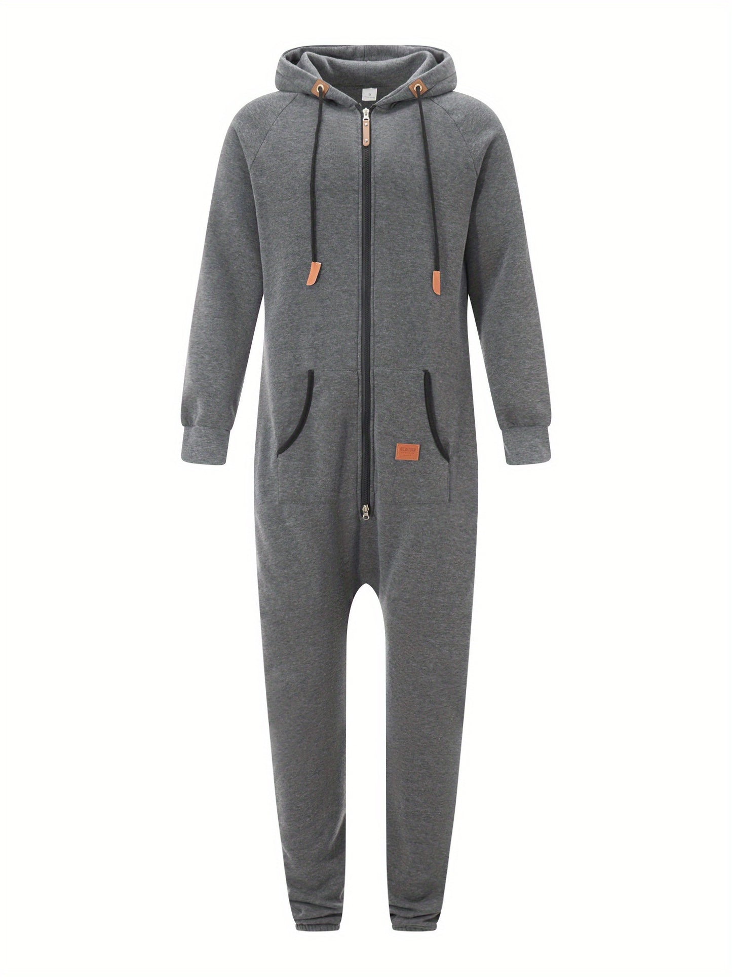 Men's Hooded Fleece Lining Jumpsuit