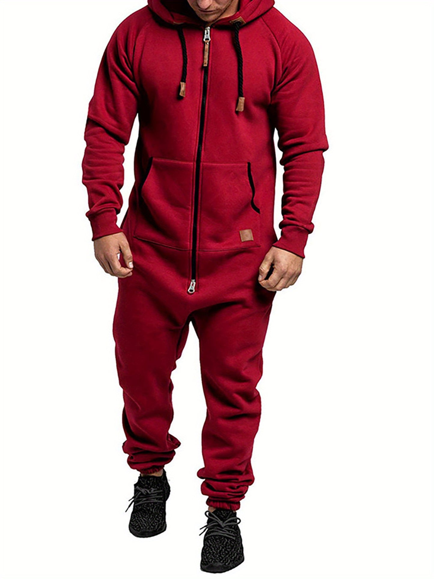 Men's Hooded Fleece Lining Jumpsuit