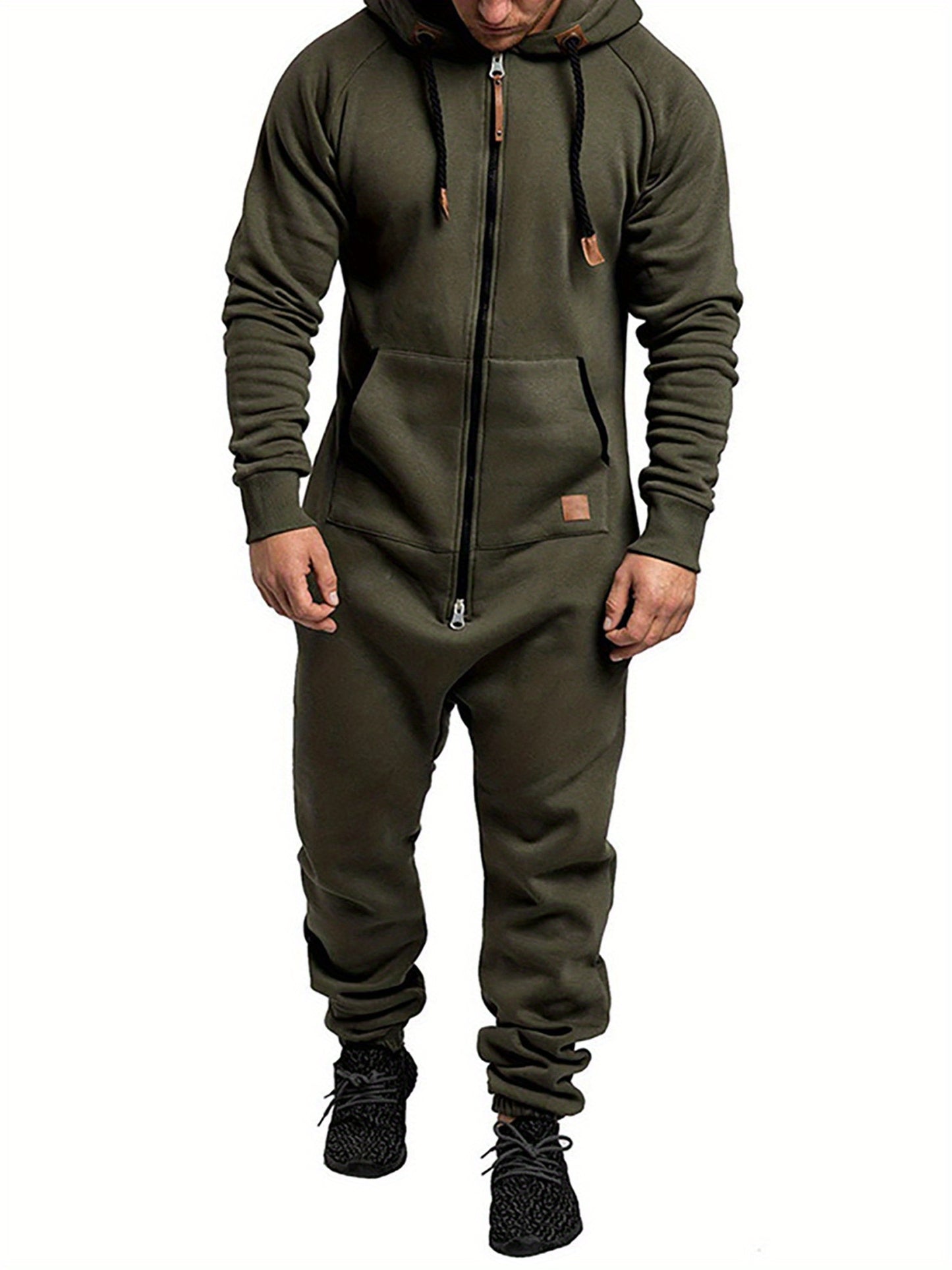 Men's Hooded Fleece Lining Jumpsuit