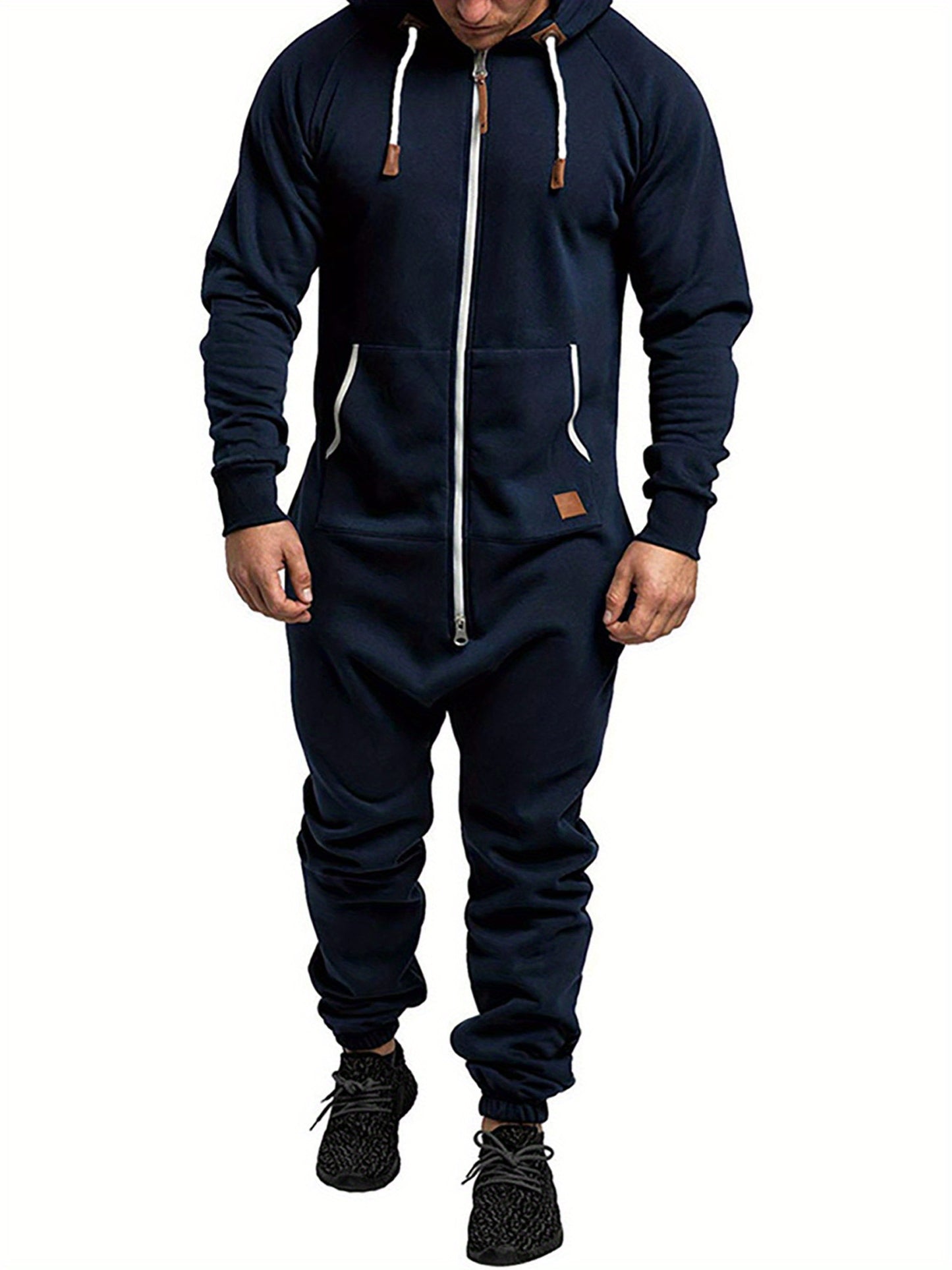 Men's Hooded Fleece Lining Jumpsuit