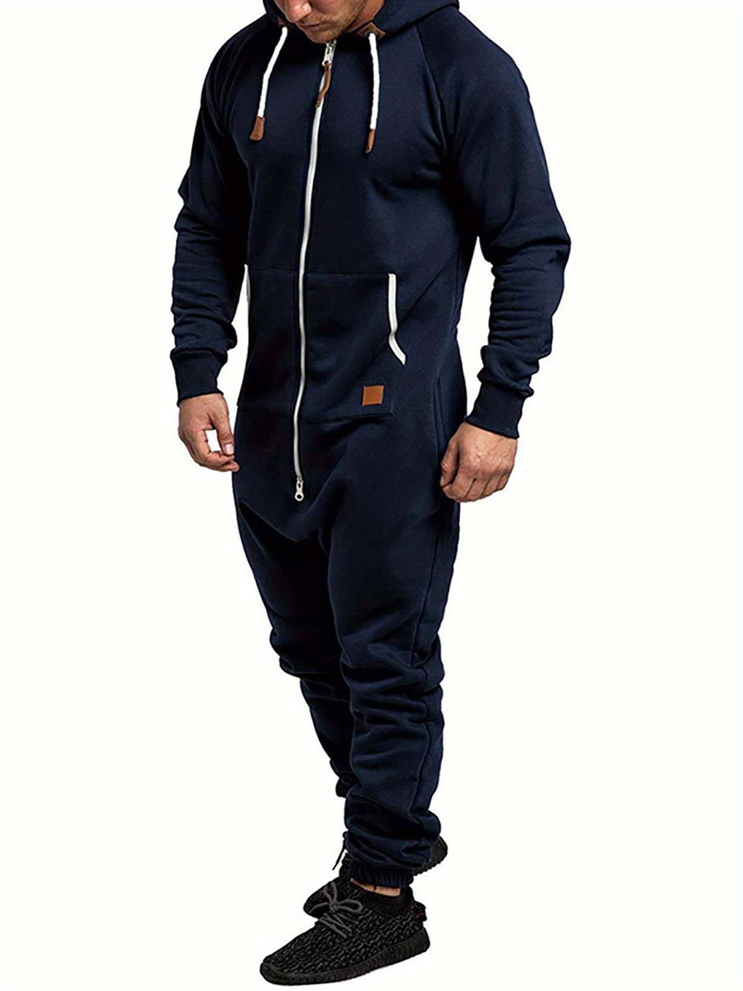 Men's Hooded Fleece Lining Jumpsuit