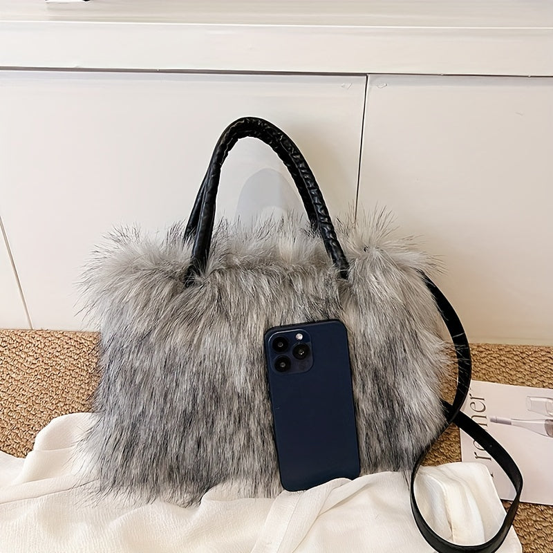 Luxurious Faux Fur Handbag - Y2K Plush Shoulder Bag