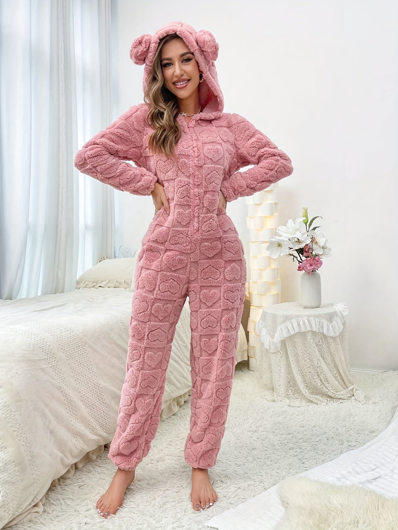 Elegant Hooded Onesie with 3D Ear