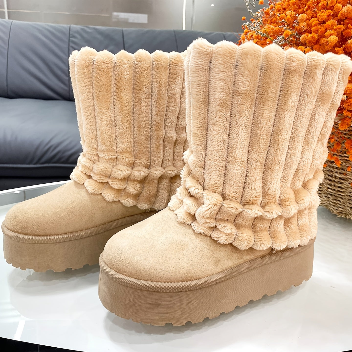 Snow Boots For Women Genuine Suede Leather