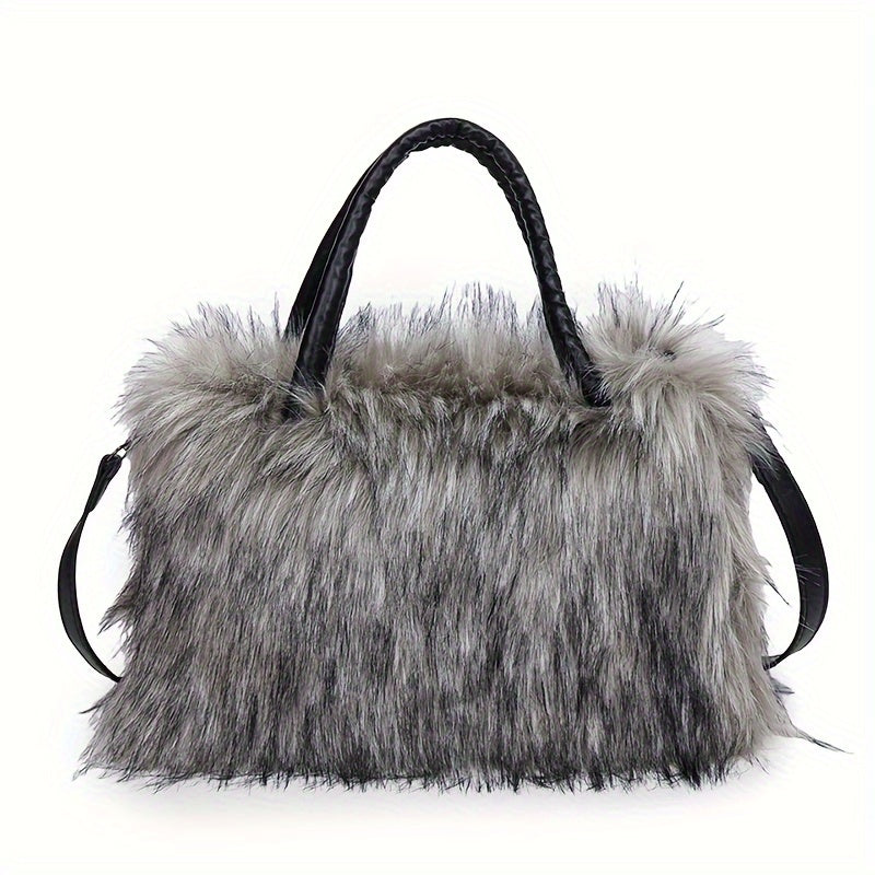 Luxurious Faux Fur Handbag - Y2K Plush Shoulder Bag