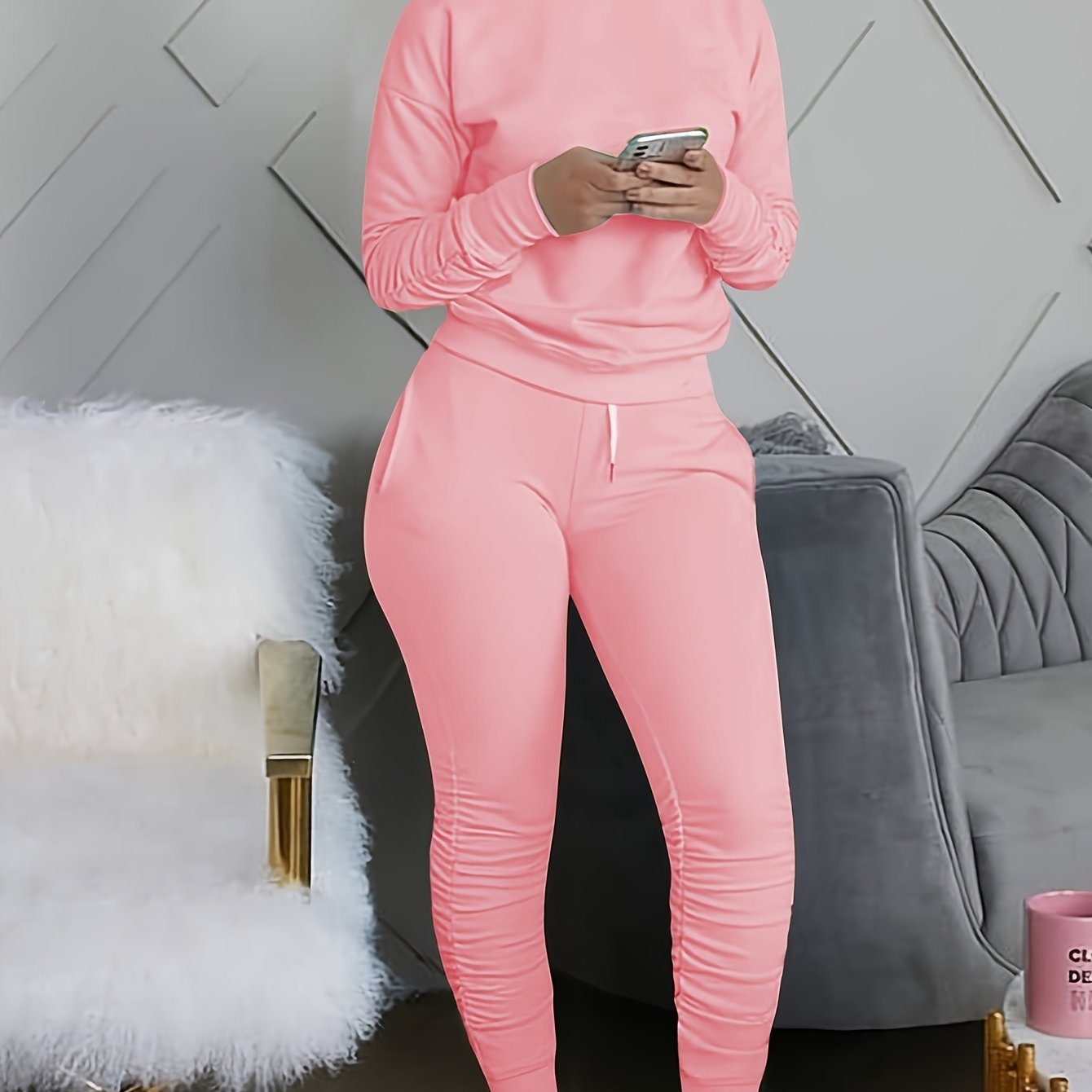 Casual Workout Solid Pantsuits Two-piece Set