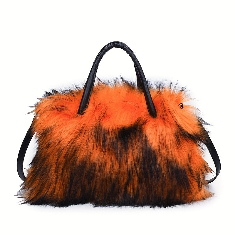 Luxurious Faux Fur Handbag - Y2K Plush Shoulder Bag