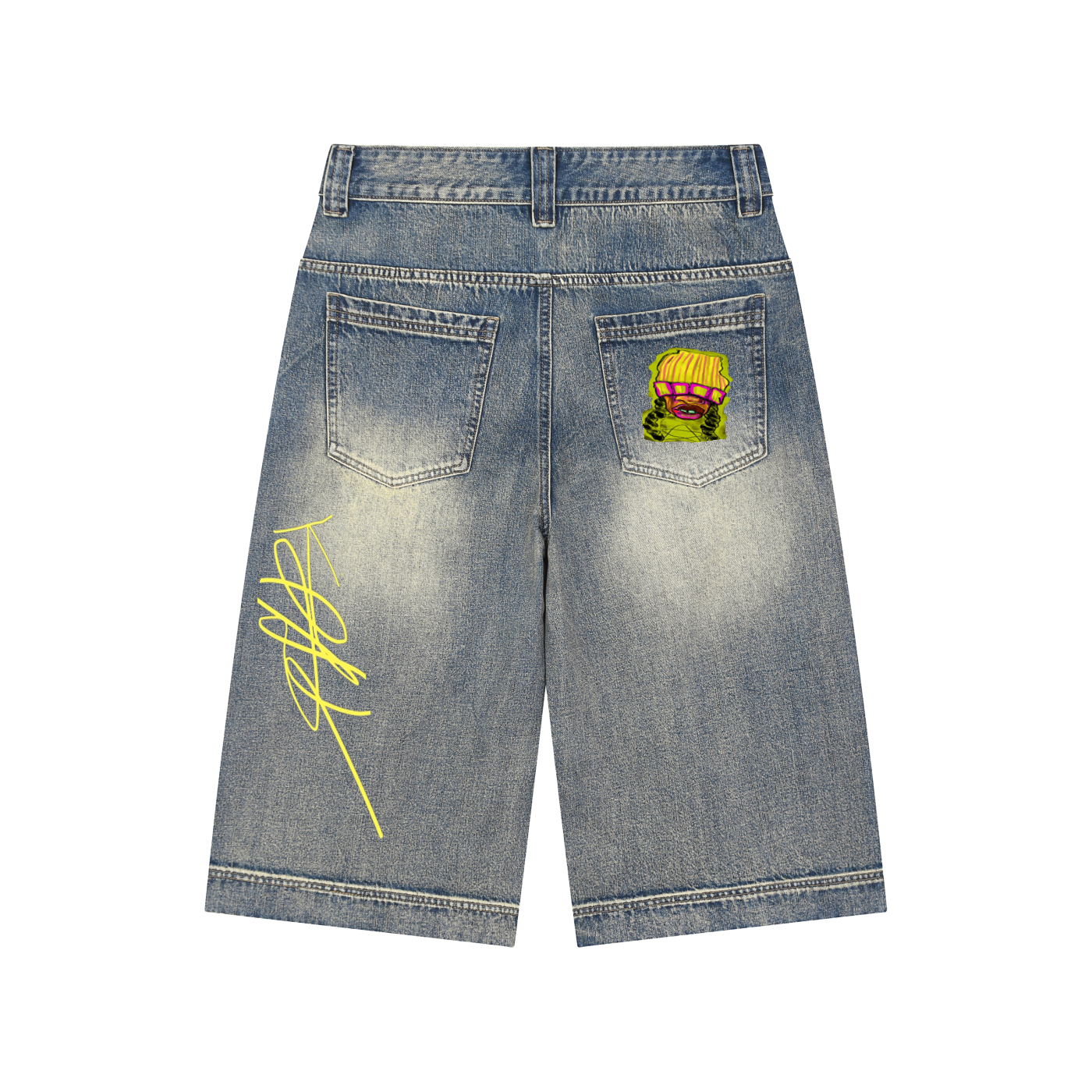 Vintage Wash Baggy Denim Shorts