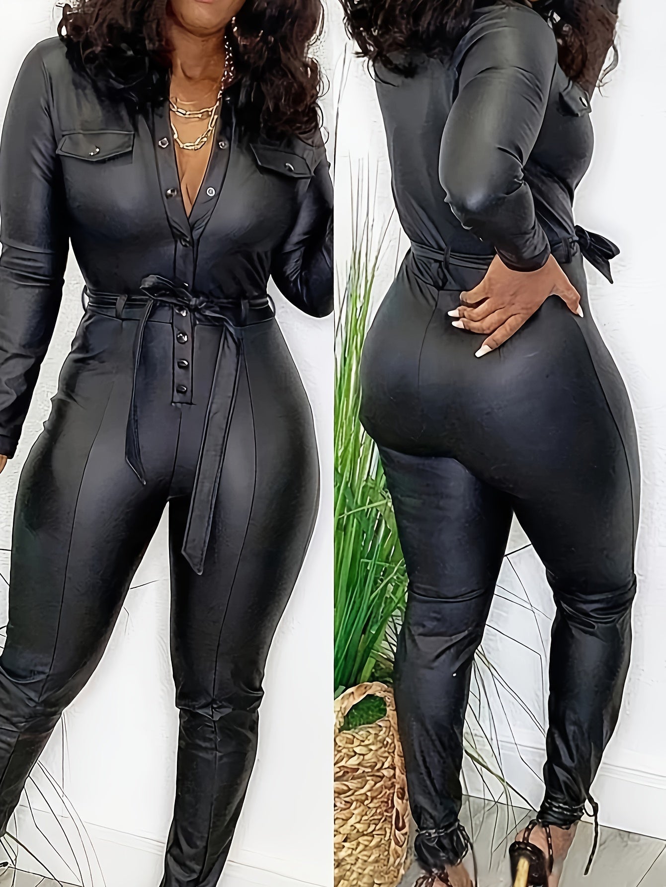 Leather pu Jumpsuit