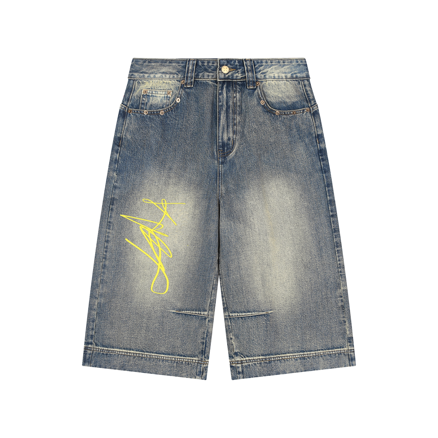 Vintage Wash Baggy Denim Shorts