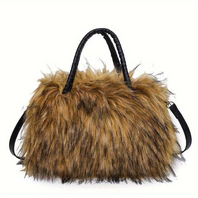 Luxurious Faux Fur Handbag - Y2K Plush Shoulder Bag