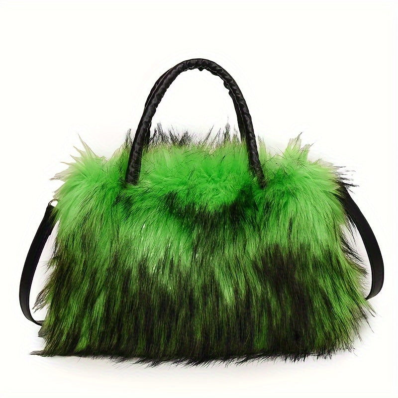 Luxurious Faux Fur Handbag - Y2K Plush Shoulder Bag