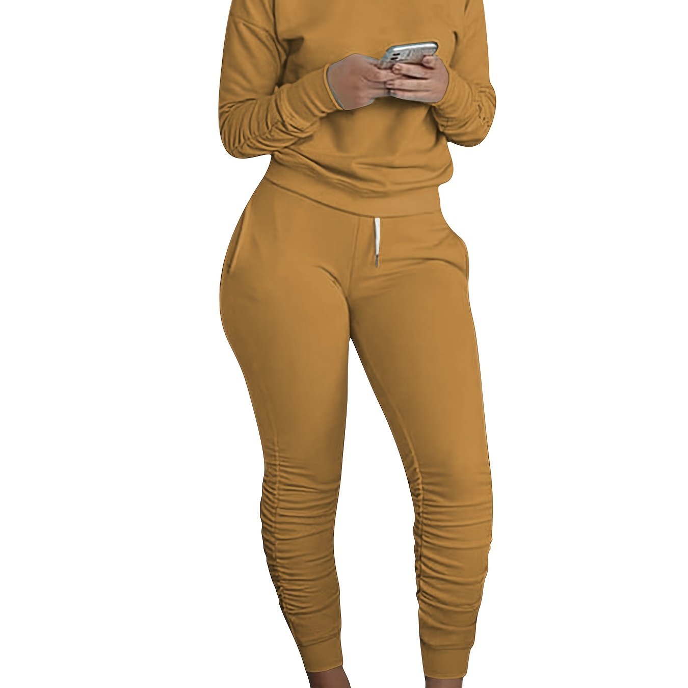 Casual Workout Solid Pantsuits Two-piece Set