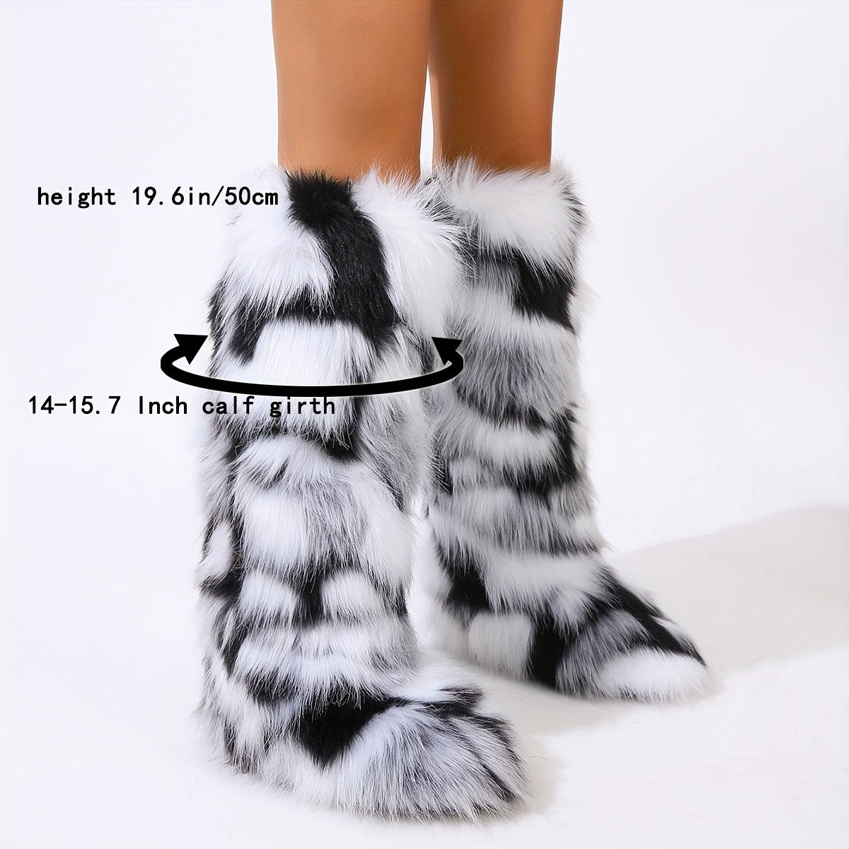 Women's Cozy Faux Fur Mid-Calf Snow Boots - Warm, Slip-On, Flat Heel for Winter Comfort