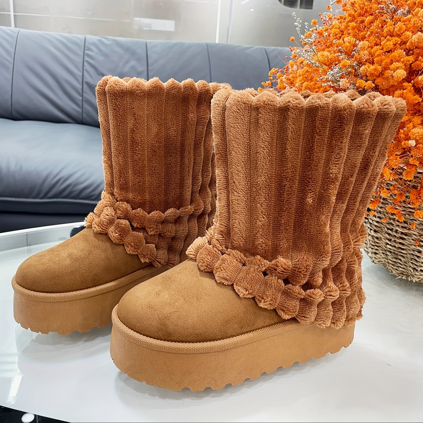 Snow Boots For Women Genuine Suede Leather