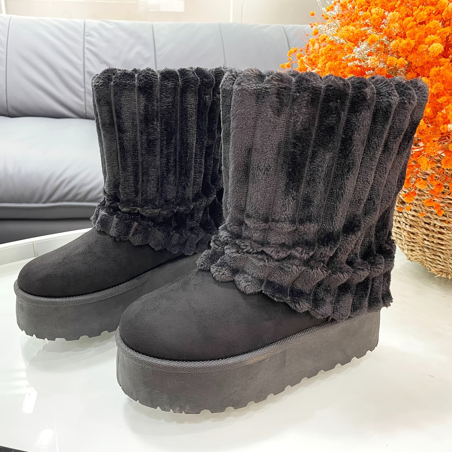 Snow Boots For Women Genuine Suede Leather