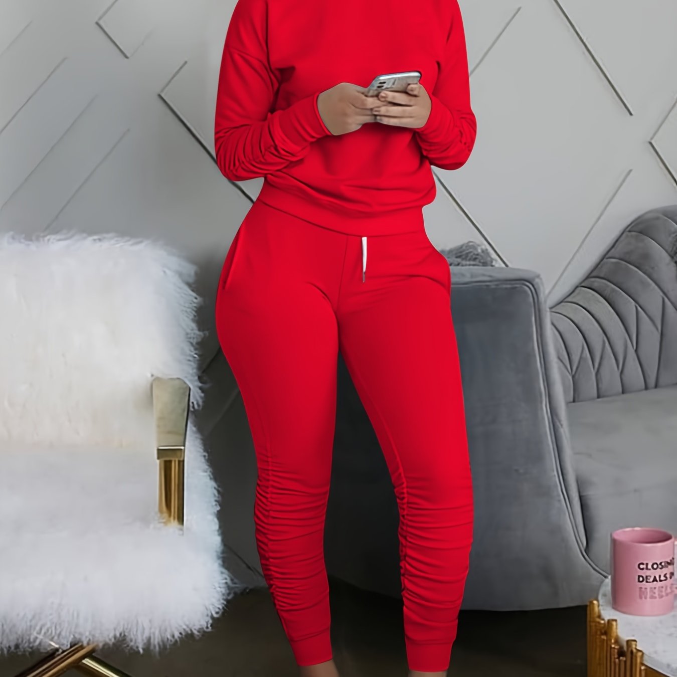 Casual Workout Solid Pantsuits Two-piece Set