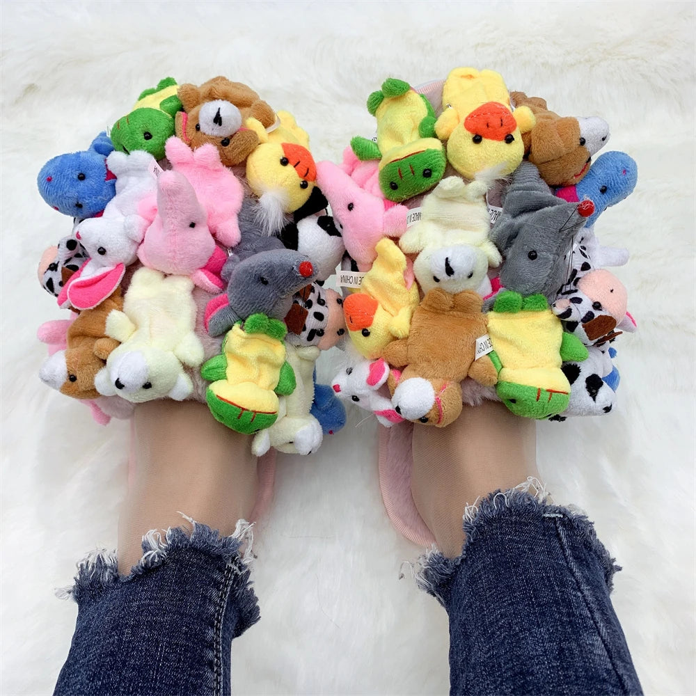 Teddy Bear Slides Plush Pantuflas