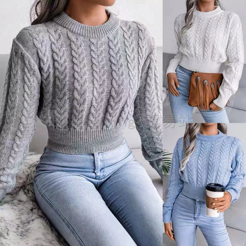 Casual Pullovers Knitted Crop Top