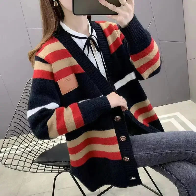 Vintage Striped Knitted Cardigan