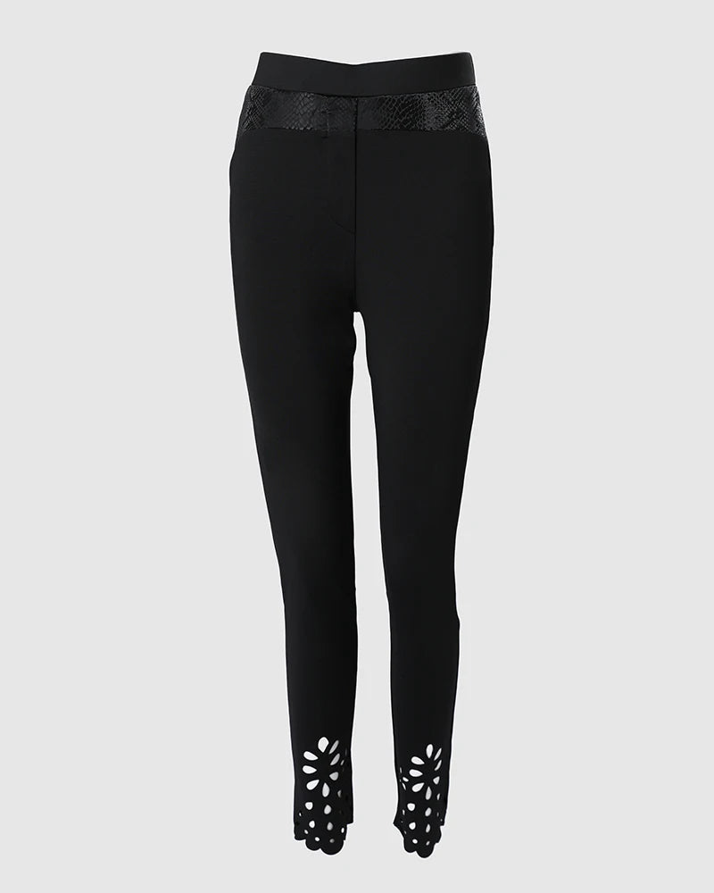 Chic Leather Patchwork Pencil pants