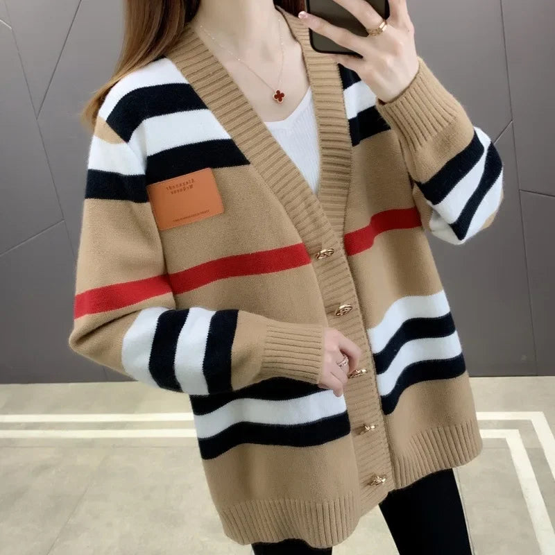 Vintage Striped Knitted Cardigan