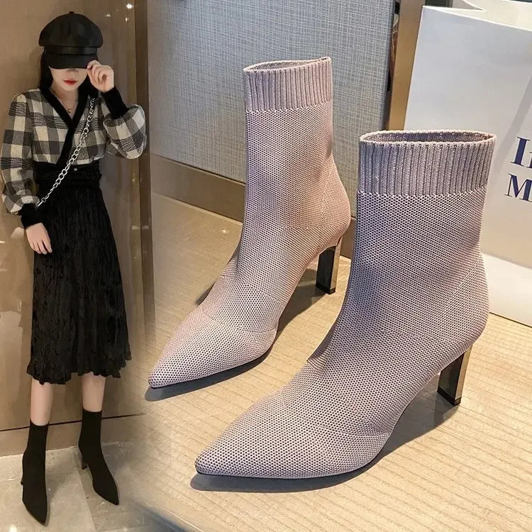 Winter Mid-tube Elastic Socks Boots Women