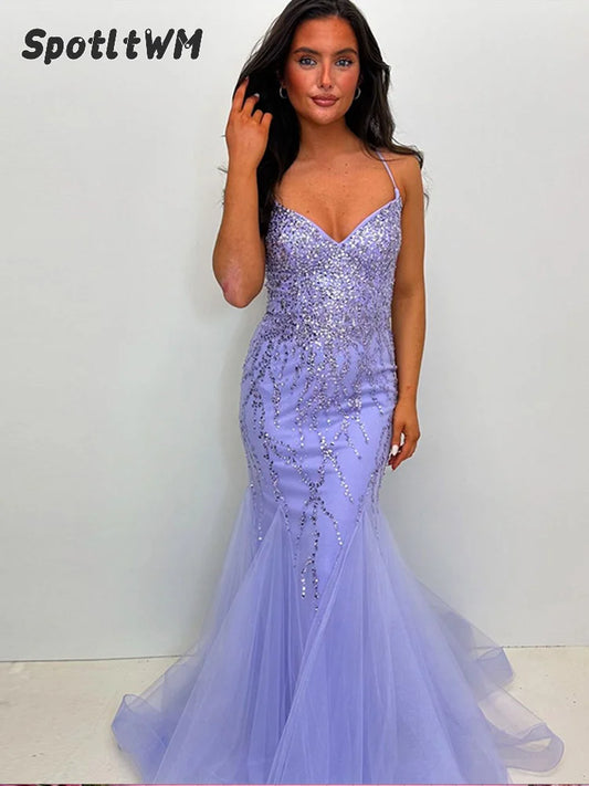 Sequins Strapless Deep V Neck