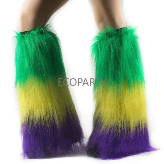 Warmers Mardi Gras Leg Warmers Fuzzy Color Long Boots Cuff Cover Leg Warmers