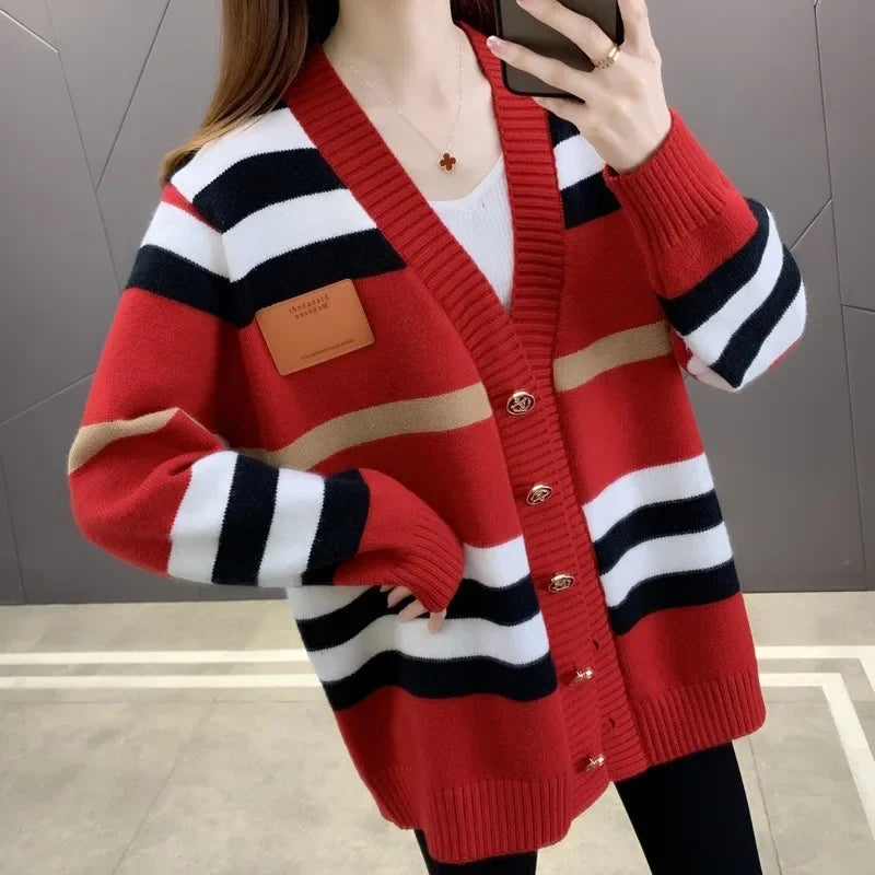 Vintage Striped Knitted Cardigan