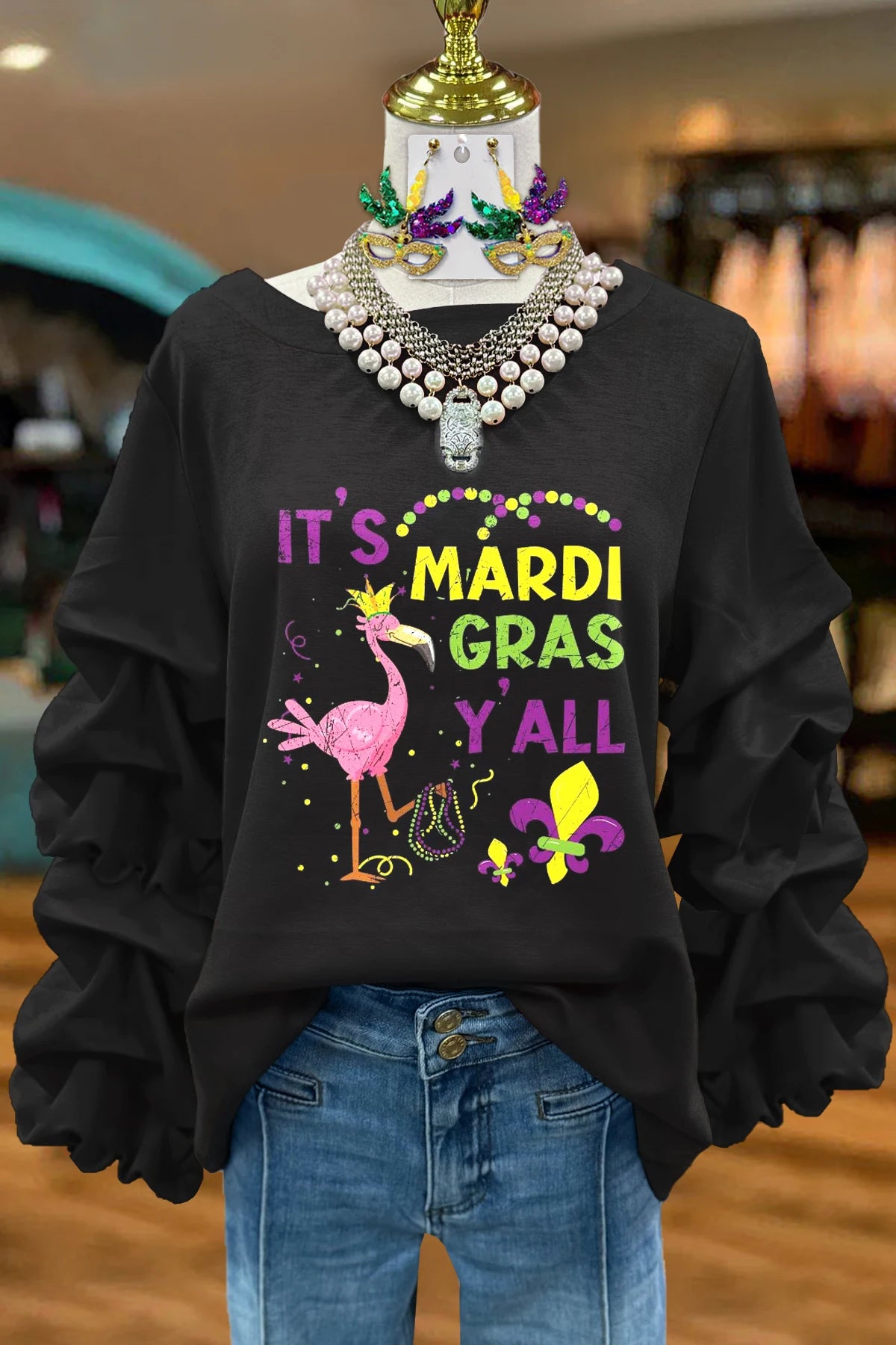 American Mardi Gras Pleated Sweatshirts