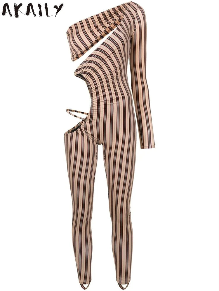 Winter Stripe Print Coquette Romper