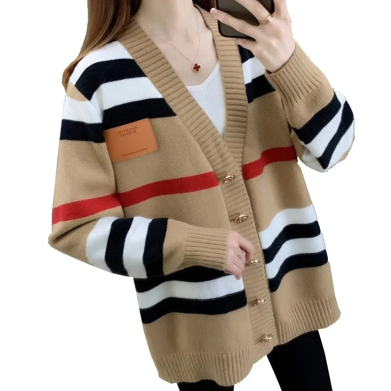 Vintage Striped Knitted Cardigan