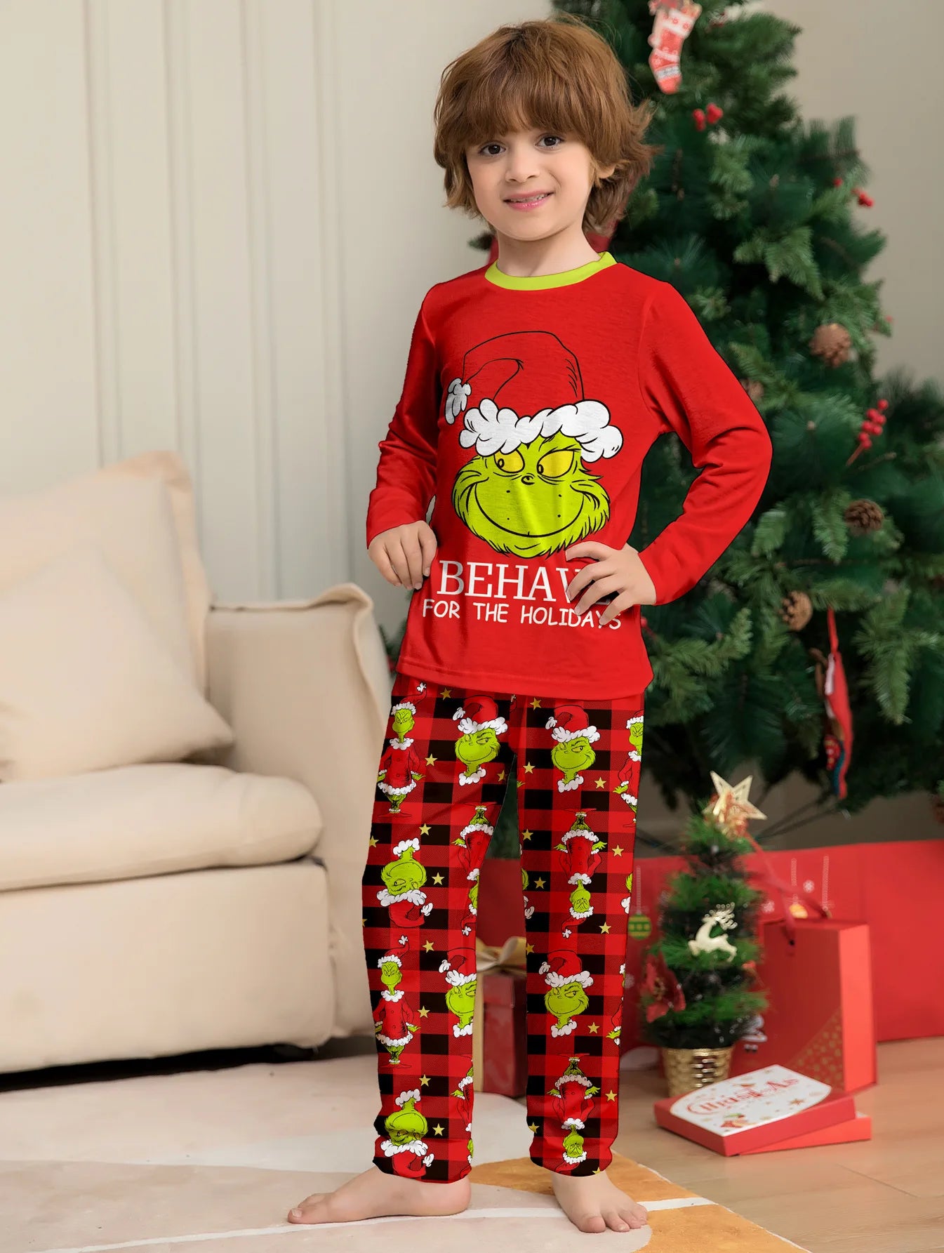 Christmas Family Matching Pajamas Set Little Monster Print Parent-child Outfits