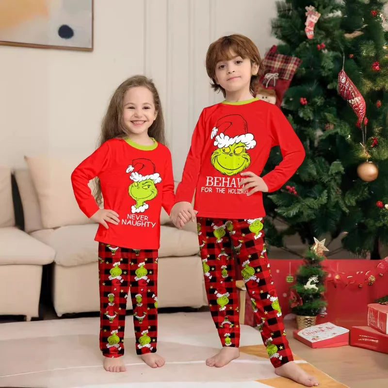 Christmas Family Matching Pajamas Set Little Monster Print Parent-child Outfits