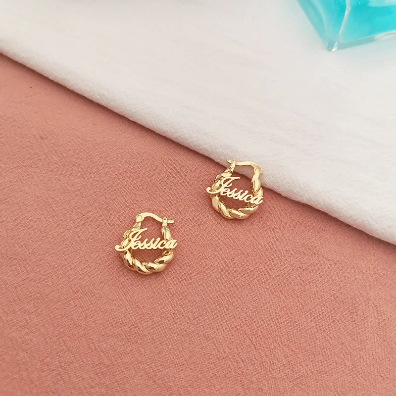 18mm Customize Name Earrings for Children Gift