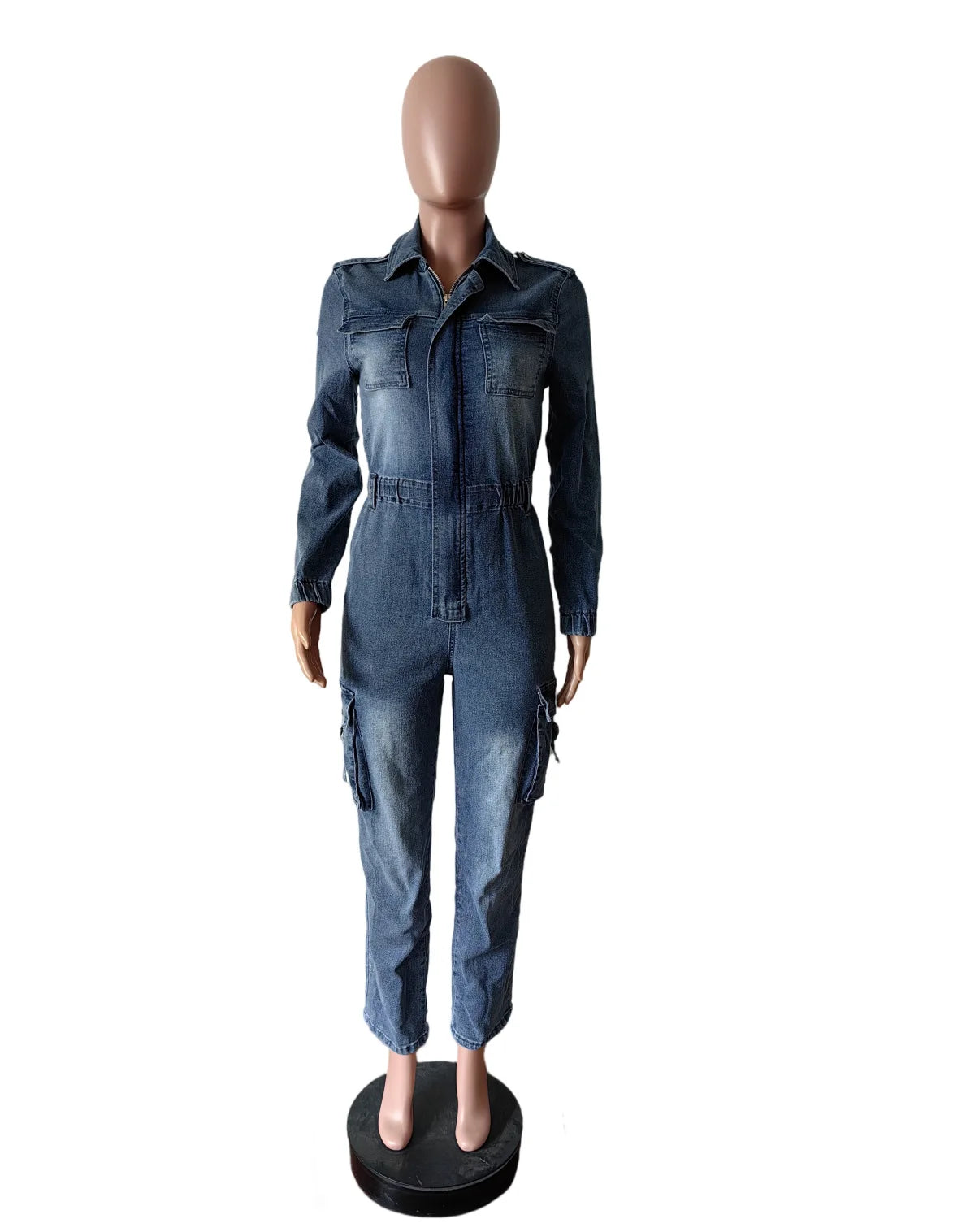 Denim Jean Jumpsuit Cargo