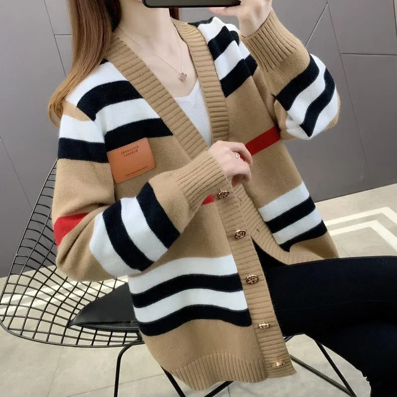 Vintage Striped Knitted Cardigan