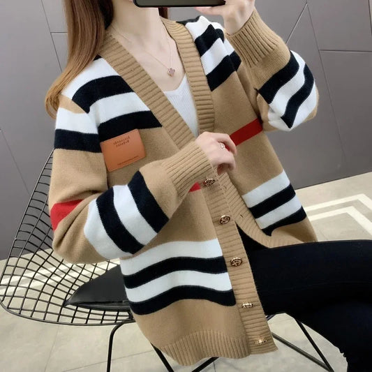 Vintage Striped Knitted Cardigan