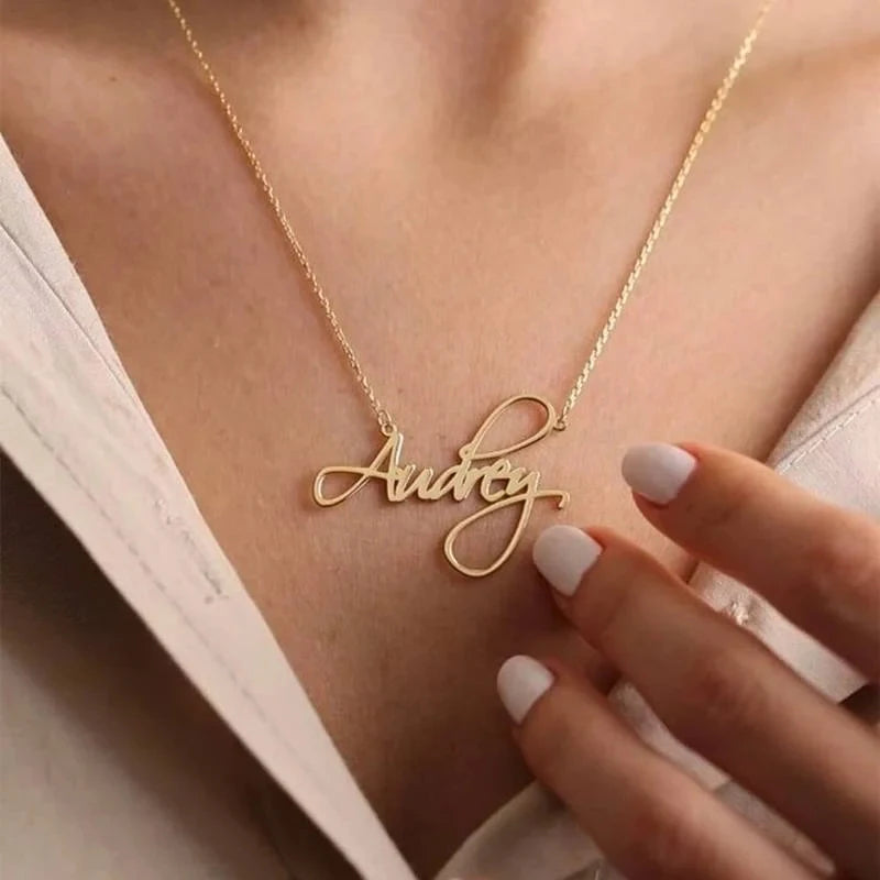 Customized Name Letter Necklace Personalized Stainless Steel Simple Pendant Clavicle Chain Women's Jewelry Gift